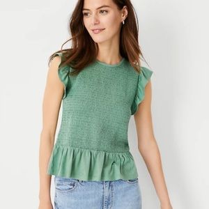 COPY - Smocked Ruffle Shoulder Peplum Tank
